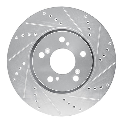 R1 14-20 Acura RLX Front Right Drilled & Slotted Silver Brake Rotor