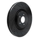 R1 13-14 Ford Mustang Front Right Drilled & Slotted Black Brake Rotor
