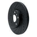 R1 16-24 Mini Cooper Countryman Front Left Drilled & Slotted Black Brake Rotor
