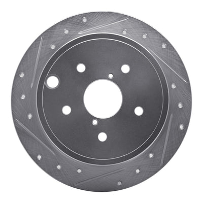 R1 15-21 Subaru WRX Rear Left Drilled & Slotted Silver Brake Rotor