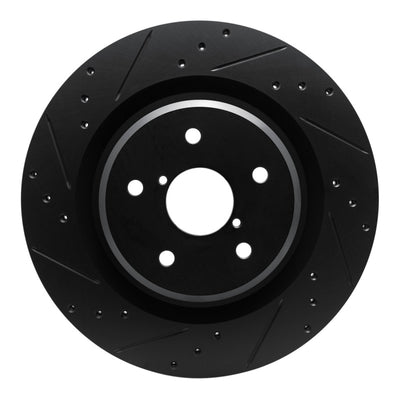 R1 -25 Subaru Ascent Rear Left Drilled & Slotted Black Brake Rotor