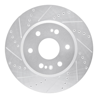 R1 2019-2026 Cadillac Vistiq Front Left Drilled & Slotted Silver Brake Rotor