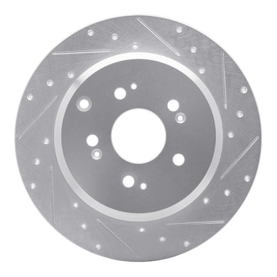 R1 07-17 Acura ZDX Rear Right Drilled & Slotted Silver Brake Rotor