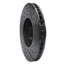 R1 91-01 BMW 740I Front Left Drilled & Slotted Black Brake Rotor
