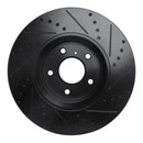R1 05-14 Infiniti FX35 Front Left Drilled & Slotted Black Brake Rotor