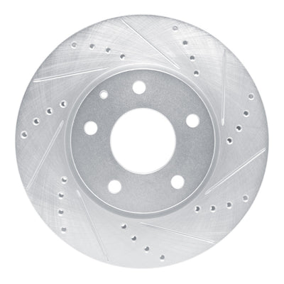 R1 19-25 Mazda 3 Front Right Drilled & Slotted Silver Brake Rotor