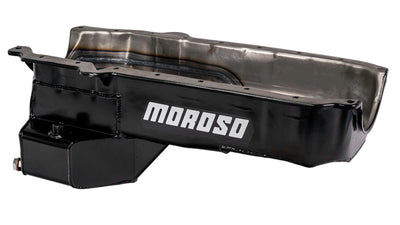 Moroso 86-Up Chevrolet SBC (w/Passenger Side Dipstick) Wet Sump 5.5qt 7.5in Steel Oil Pan - Black