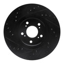 R1 05-12 Acura RL Front Right Drilled & Slotted Black Brake Rotor