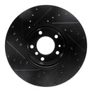 R1 91-01 BMW 850CI Front Right Drilled & Slotted Black Brake Rotor
