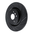 R1 16-24 Jaguar XF Rear Right Drilled & Slotted Black Brake Rotor