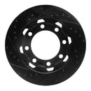 R1 75-93 Dodge W200 Front Right Drilled & Slotted Black Brake Rotor