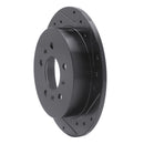 R1 06-10 Buick LaCrosse Rear Right Drilled & Slotted Black Brake Rotor