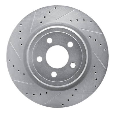 R1 06-23 Dodge Magnum Rear Left Drilled & Slotted Silver Brake Rotor