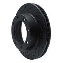 R1 80-94 Ford F-250 4WD (Excl Super Duty) Front Left Drilled & Slotted Black Brake Rotor