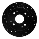 R1 98-02 Acura CL Rear Left Drilled & Slotted Black Brake Rotor