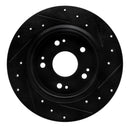 R1 16-16 Honda CR-Z Rear Left Drilled & Slotted Black Brake Rotor