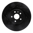 R1 09-15 Cadillac CTS Front Left Drilled & Slotted Black Brake Rotor