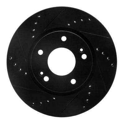 R1 03-13 Hyundai Tucson Front Left Drilled & Slotted Black Brake Rotor