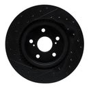 R1 18-25 Lexus UX250h Front Right Drilled & Slotted Black Brake Rotor