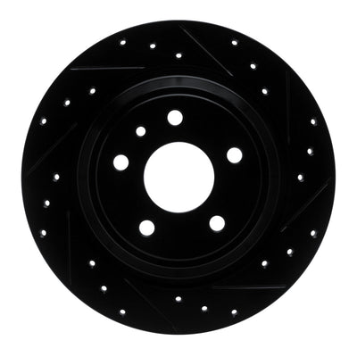 R1 13-20 Ford Fusion Rear Right Drilled & Slotted Black Brake Rotor