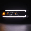 AlphaRex 94-01 RAM 1500 LUXX LED Proj Headlights Blk w/Activ Light/Seq Signal/SB DRL