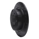 R1 07-17 Chrysler Sebring Rear Right Drilled & Slotted Black Brake Rotor