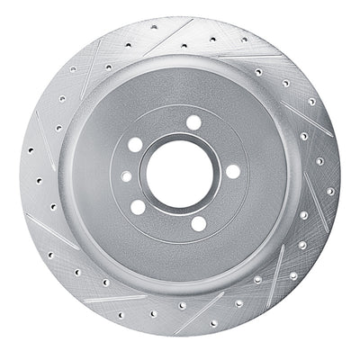 R1 13-14 Ford Mustang Rear Left Drilled & Slotted Silver Brake Rotor