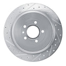 R1 13-14 Ford Mustang Rear Left Drilled & Slotted Silver Brake Rotor