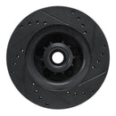 R1 70-72 Dodge Challenger Front Left Drilled & Slotted Black Brake Rotor