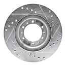 R1 90-04 Mitsubishi Montero Front Left Drilled & Slotted Silver Brake Rotor