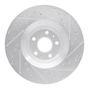 R1 08-11 Audi TTS Quattro Front Left Drilled & Slotted Silver Brake Rotor