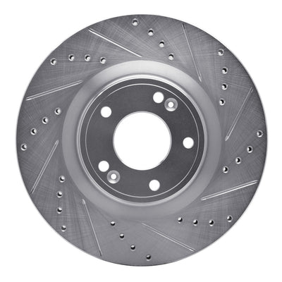 R1 10-16 Hyundai Genesis Coupe Front Right Drilled & Slotted Silver Brake Rotor