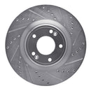 R1 10-16 Hyundai Genesis Coupe Front Right Drilled & Slotted Silver Brake Rotor