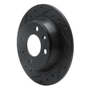 R1 86-98 Saab 9000 Rear Left Drilled & Slotted Black Brake Rotor