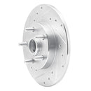 R1 1984-1987 Pontiac Fiero Front Left Drilled & Slotted Silver Brake Rotor