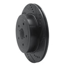 R1 05-07 Subaru Impreza Rear Right Drilled & Slotted Black Brake Rotor
