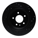 R1 88-94 BMW 750IL Rear Left Drilled & Slotted Black Brake Rotor