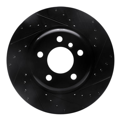 R1 11-16 BMW 528I xDrive Front Right Drilled & Slotted Black Brake Rotor