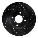 R1 99-07 Suzuki Aerio Front Left Drilled & Slotted Black Brake Rotor