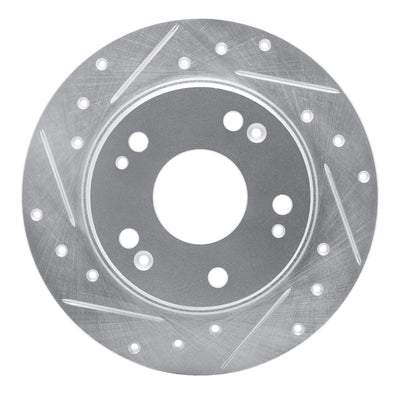 R1 03-08 Acura TSX Rear Left Drilled & Slotted Silver Brake Rotor