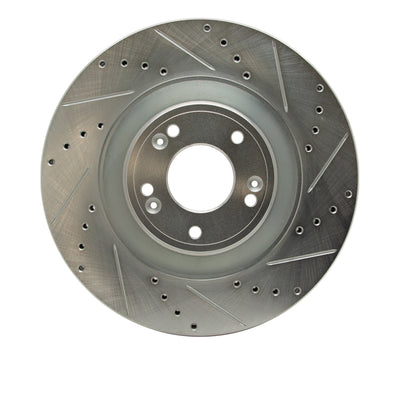 R1 11-17 Genesis G80 Front Right Drilled & Slotted Silver Brake Rotor