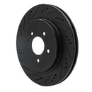 R1 05-11 Cadillac STS Rear Left Drilled & Slotted Black Brake Rotor