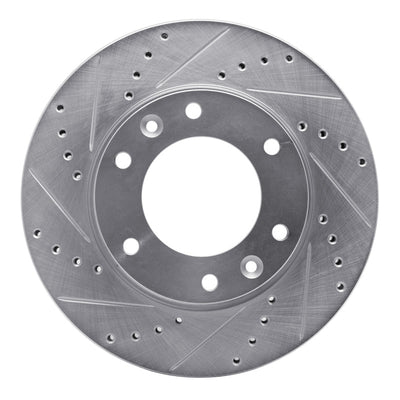 R1 06-14 Hyundai Entourage Front Left Drilled & Slotted Silver Brake Rotor