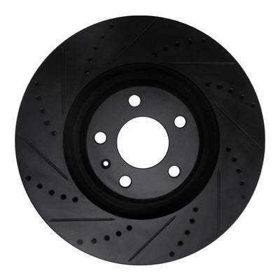 R1 05-11 Audi A6 Quattro Front Left Drilled & Slotted Black Brake Rotor