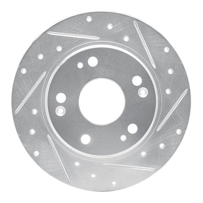 R1 11-15 Honda CR-Z Rear Right Drilled & Slotted Silver Brake Rotor