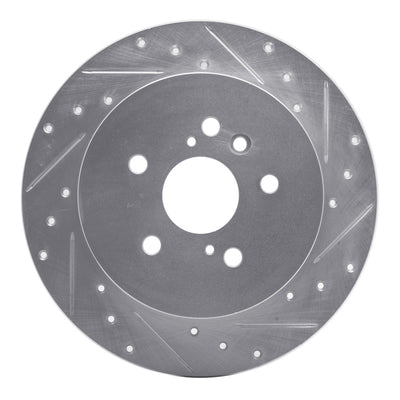 R1 08-13 Toyota Highlander Rear Right Drilled & Slotted Silver Brake Rotor