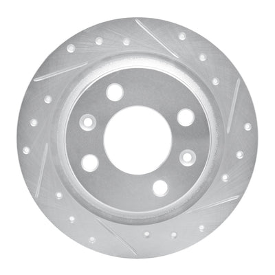 R1 86-98 Saab 9000 Rear Right Drilled & Slotted Silver Brake Rotor