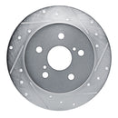 R1 18-22 Toyota C-HR Rear Right Drilled & Slotted Silver Brake Rotor