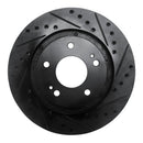 R1 05-22 Mitsubishi Outlander PHEV Front Right Drilled & Slotted Black Brake Rotor