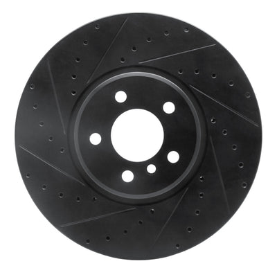 R1 08-19 BMW X5 Front Left Drilled & Slotted Black Brake Rotor